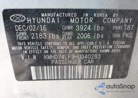 2017 Hyundai Elantra Se из США, поврежденный, VIN KMHD74LF9HU340283